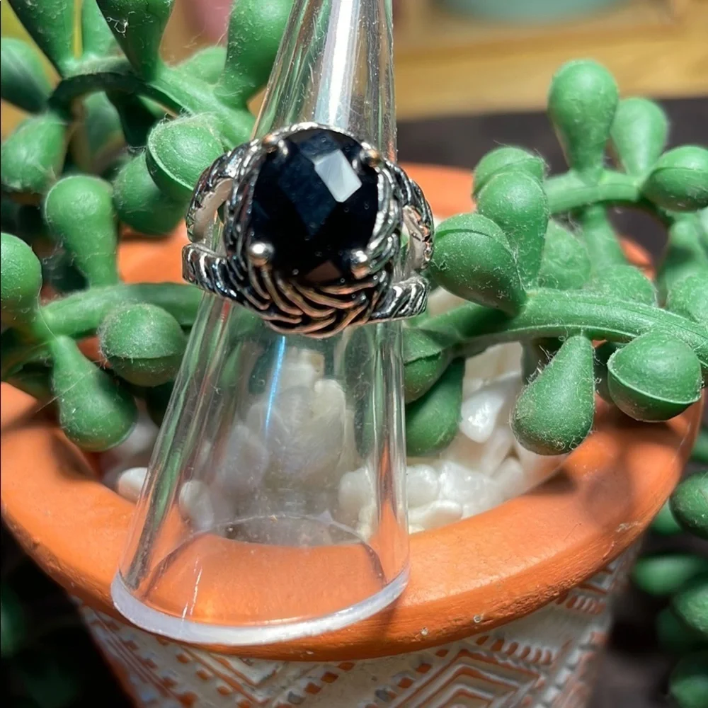 💍💍💍2/40$💍💍💍Silver Ring with Black Stone-7